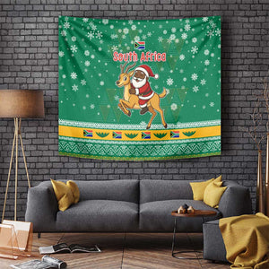 South Africa Christmas Tapestry Santa Reindeer and Africa Map - African Pride