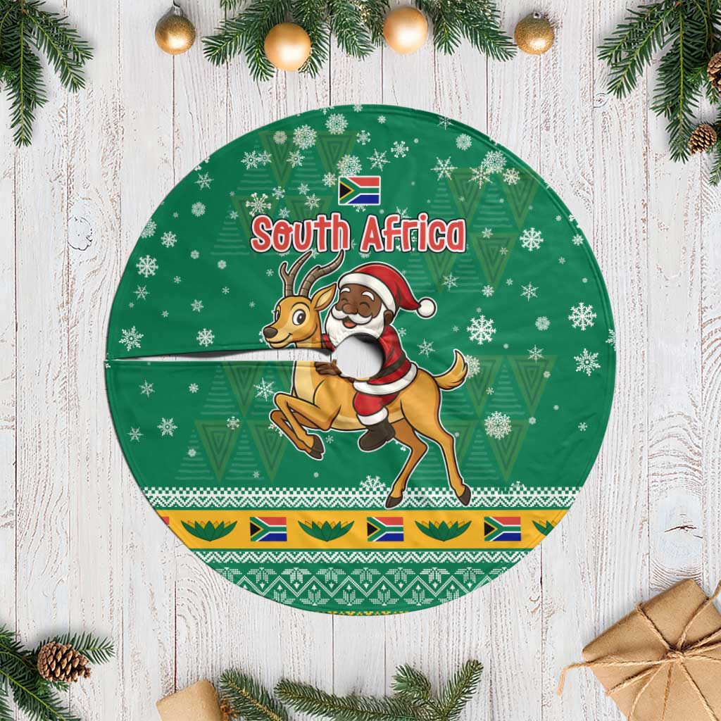 South Africa Christmas Tree Skirt Santa Reindeer and Africa Map - African Pride