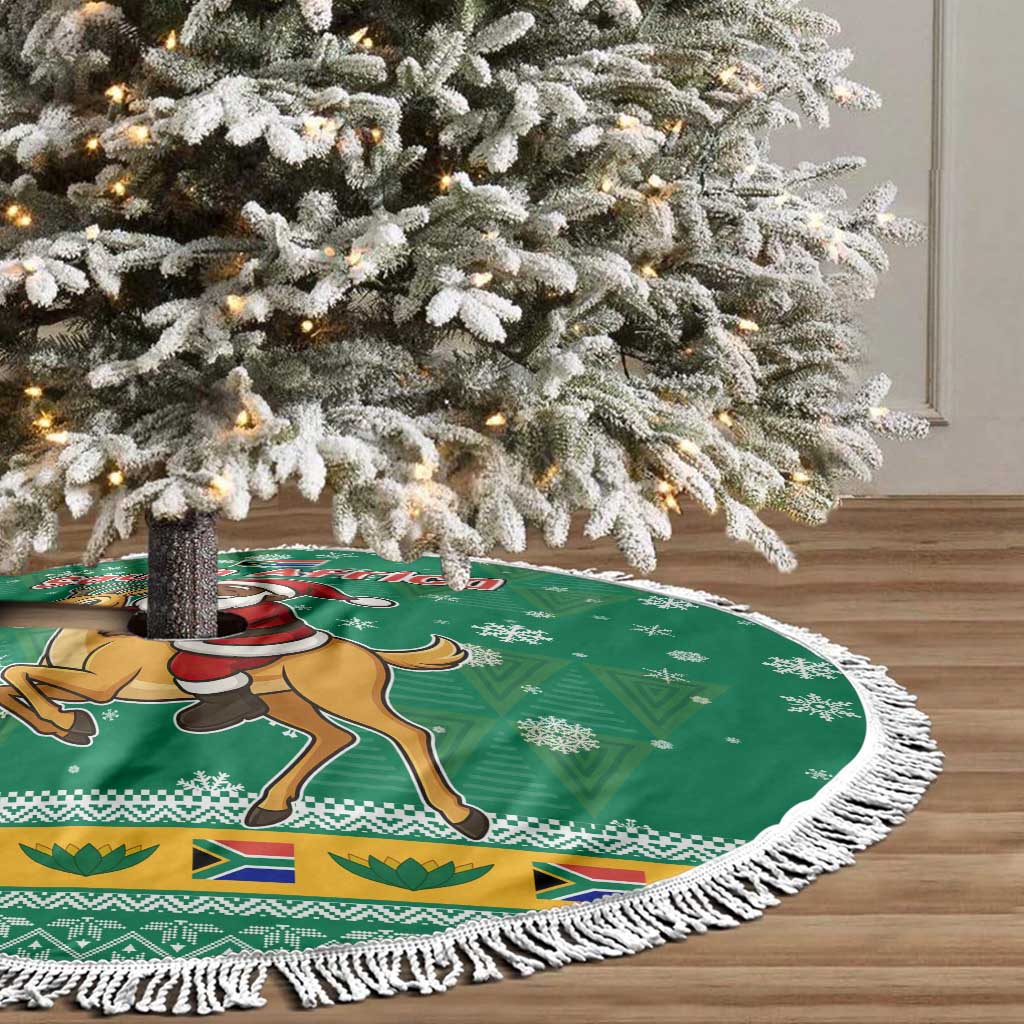 South Africa Christmas Tree Skirt Santa Reindeer and Africa Map - African Pride