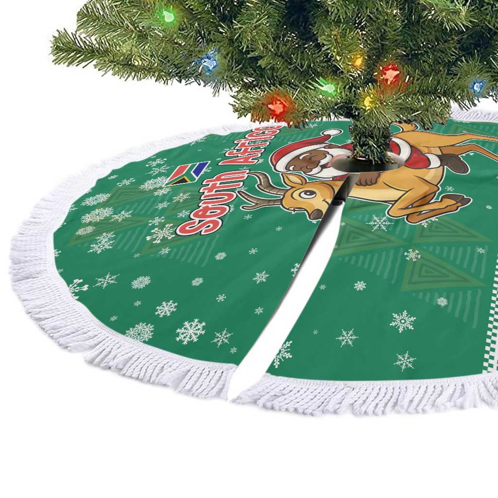 South Africa Christmas Tree Skirt Santa Reindeer and Africa Map - African Pride