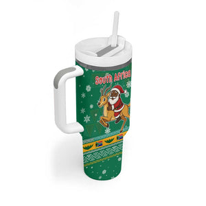 South Africa Christmas Tumbler With Handle Santa Reindeer and Africa Map - African Pride