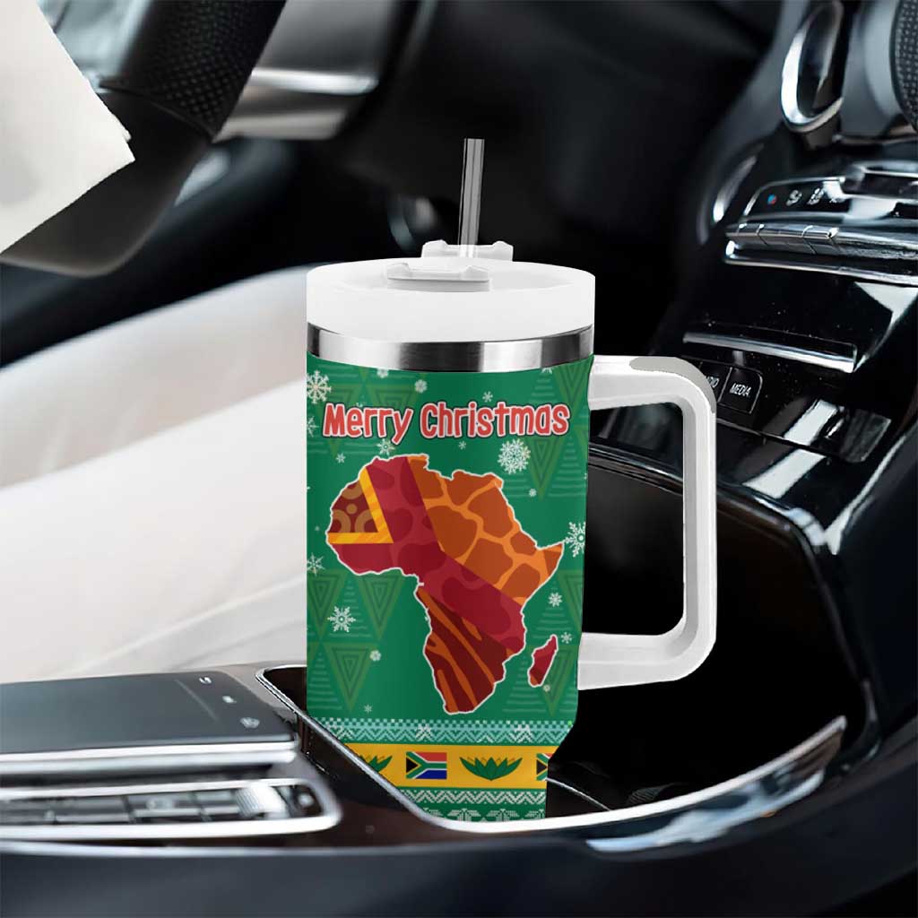 South Africa Christmas Tumbler With Handle Santa Reindeer and Africa Map - African Pride