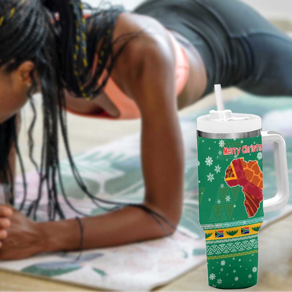 South Africa Christmas Tumbler With Handle Santa Reindeer and Africa Map - African Pride