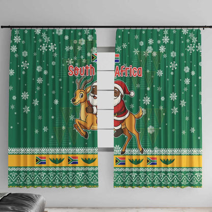 South Africa Christmas Window Curtain Santa Reindeer and Africa Map - African Pride