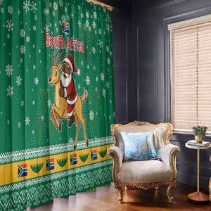 South Africa Christmas Window Curtain Santa Reindeer and Africa Map - African Pride