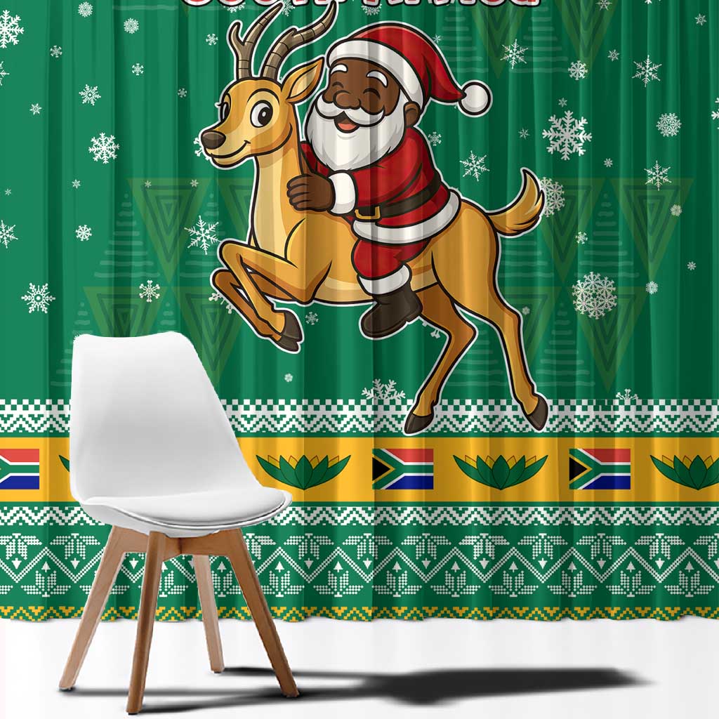 South Africa Christmas Window Curtain Santa Reindeer and Africa Map - African Pride