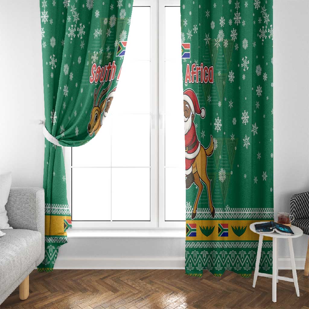 South Africa Christmas Window Curtain Santa Reindeer and Africa Map - African Pride
