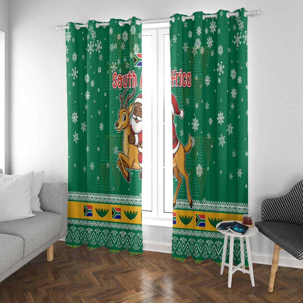 South Africa Christmas Window Curtain Santa Reindeer and Africa Map - African Pride