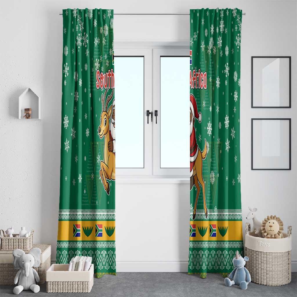 South Africa Christmas Window Curtain Santa Reindeer and Africa Map - African Pride