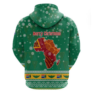 South Africa Christmas Zip Hoodie Santa Reindeer and Africa Map - African Pride