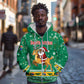 South Africa Christmas Zip Hoodie Santa Reindeer and Africa Map - African Pride