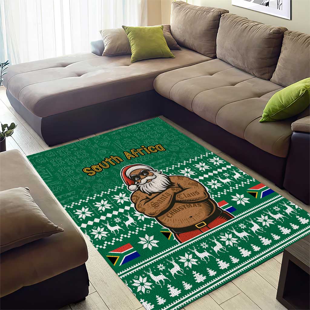 South Africa Christmas Area Rug Christmas Santa Claus Tattoo - African Pride