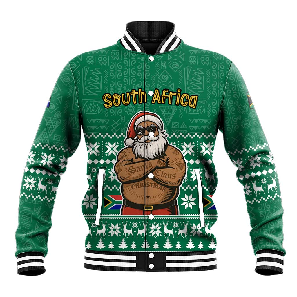 South Africa Christmas Baseball Jacket Christmas Santa Claus Tattoo - African Pride