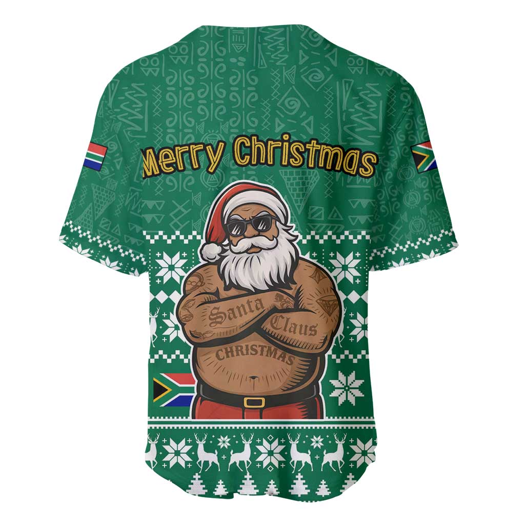South Africa Christmas Baseball Jersey Christmas Santa Claus Tattoo - African Pride