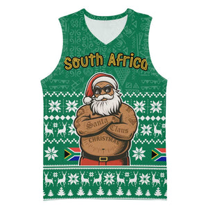 South Africa Christmas Basketball Jersey Christmas Santa Claus Tattoo - African Pride