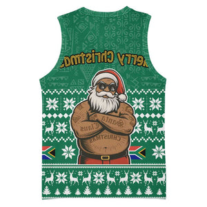 South Africa Christmas Basketball Jersey Christmas Santa Claus Tattoo - African Pride