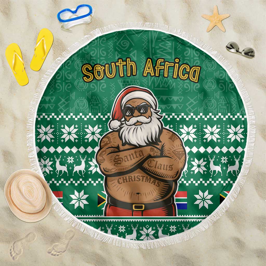 South Africa Christmas Beach Blanket Christmas Santa Claus Tattoo - African Pride