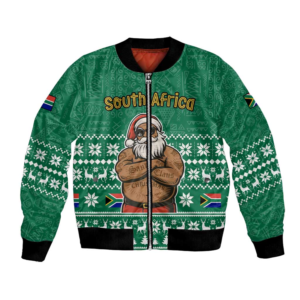 South Africa Christmas Bomber Jacket Christmas Santa Claus Tattoo - African Pride