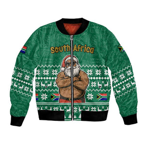 South Africa Christmas Bomber Jacket Christmas Santa Claus Tattoo - African Pride