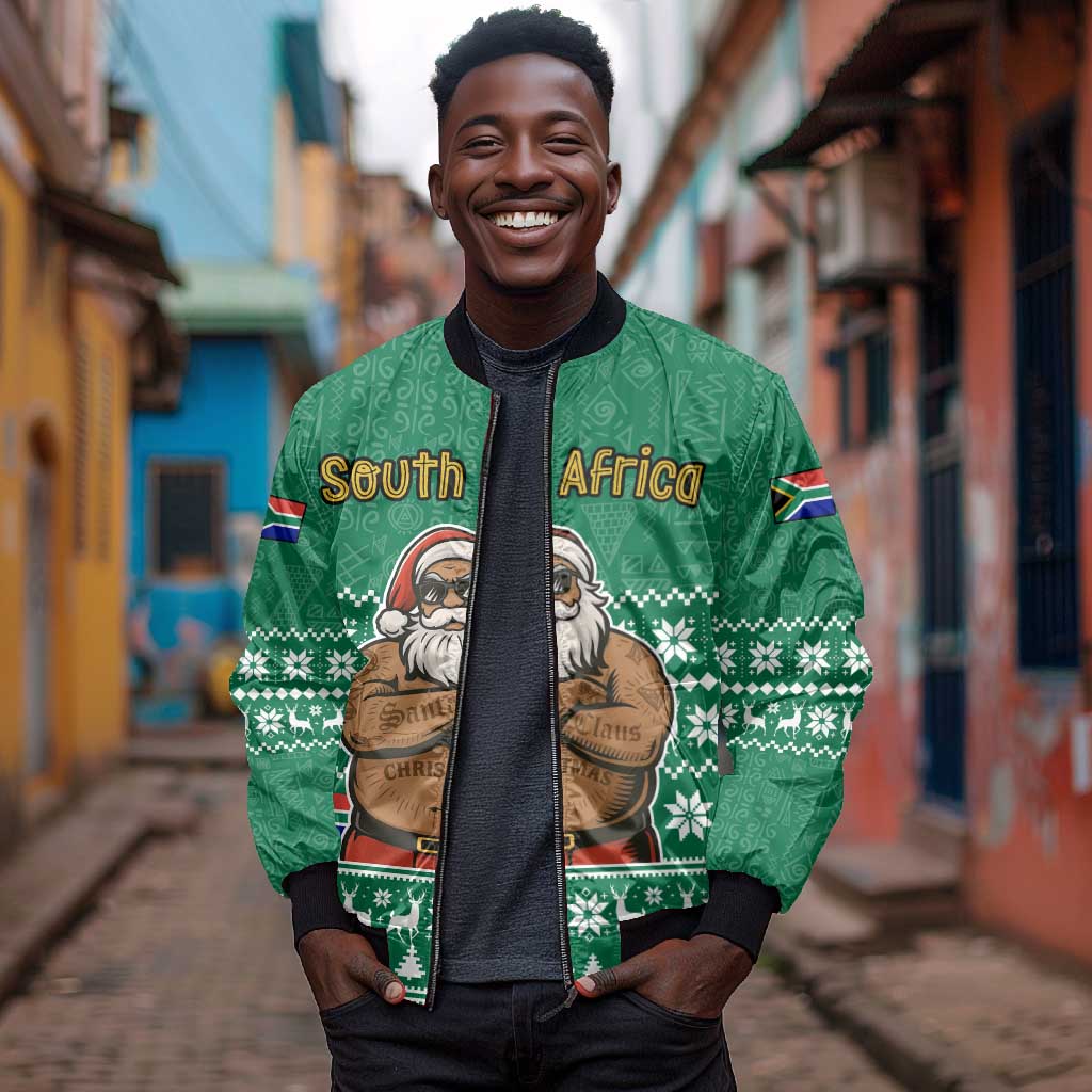 South Africa Christmas Bomber Jacket Christmas Santa Claus Tattoo - African Pride