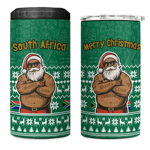 South Africa Christmas 4 in 1 Can Cooler Tumbler Christmas Santa Claus Tattoo - African Pride