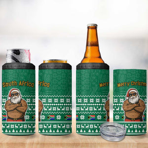 South Africa Christmas 4 in 1 Can Cooler Tumbler Christmas Santa Claus Tattoo - African Pride