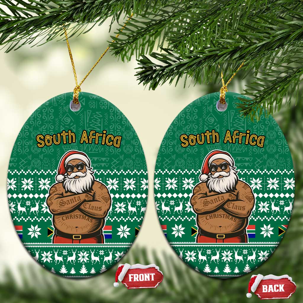 South Africa Christmas Ceramic Ornament Christmas Santa Claus Tattoo - African Pride