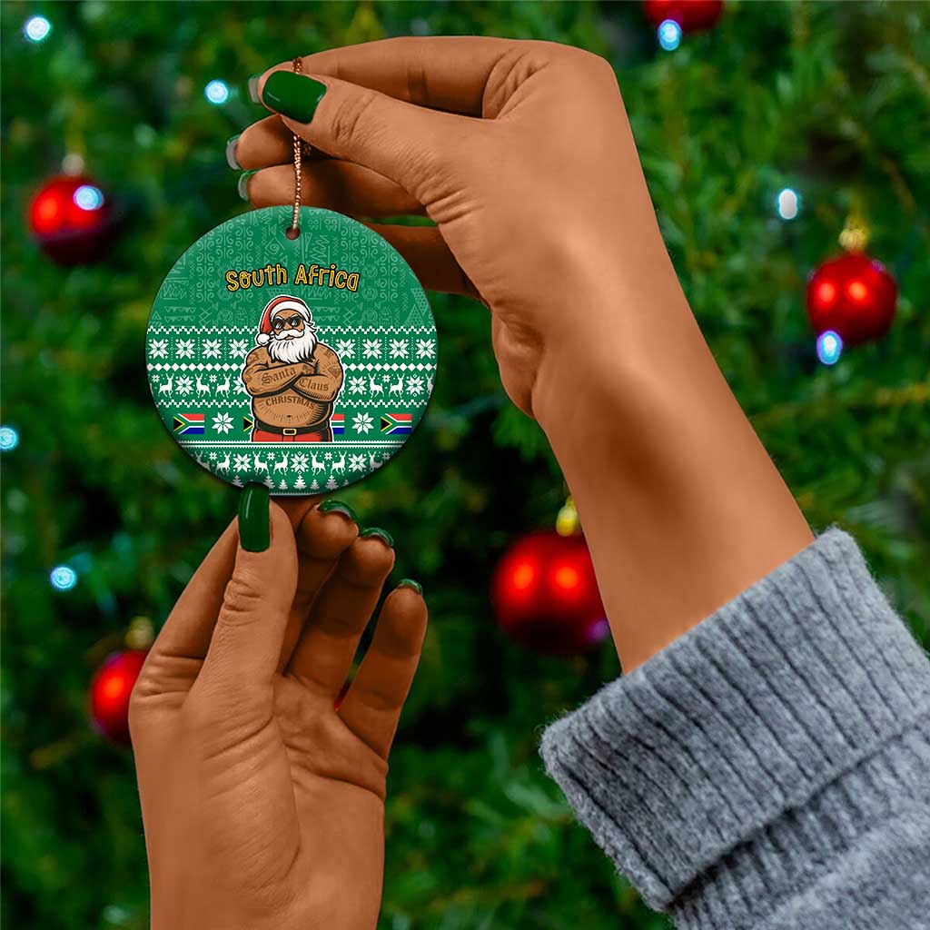 South Africa Christmas Ceramic Ornament Christmas Santa Claus Tattoo - African Pride