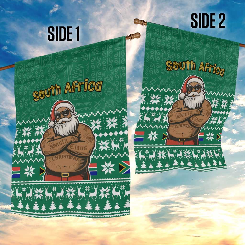 South Africa Christmas Garden Flag Christmas Santa Claus Tattoo - African Pride