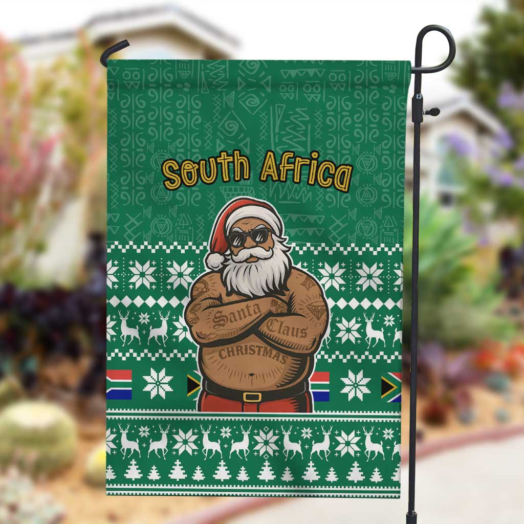 South Africa Christmas Garden Flag Christmas Santa Claus Tattoo - African Pride