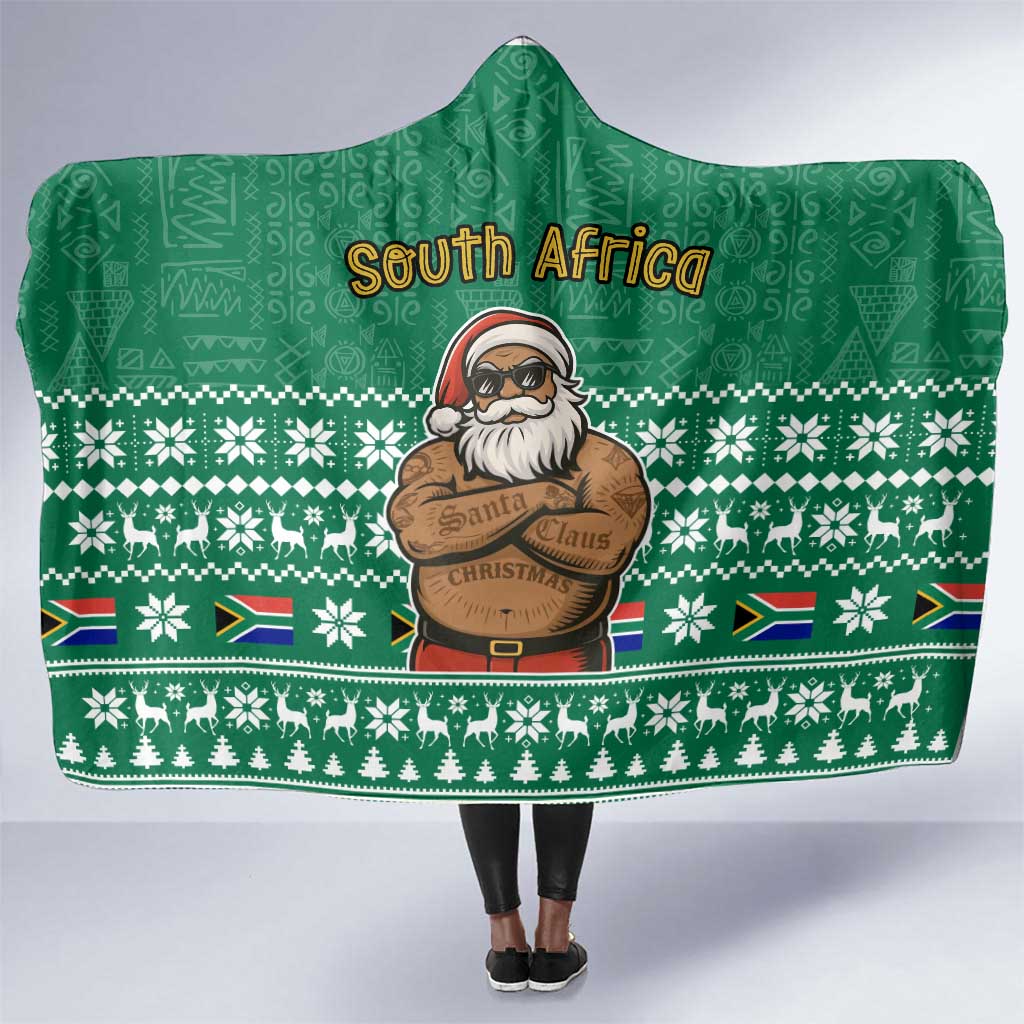 South Africa Christmas Hooded Blanket Christmas Santa Claus Tattoo - African Pride