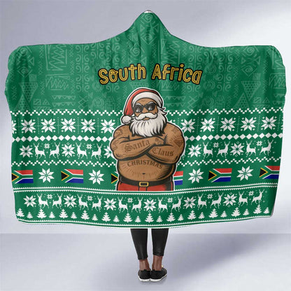South Africa Christmas Hooded Blanket Christmas Santa Claus Tattoo - African Pride