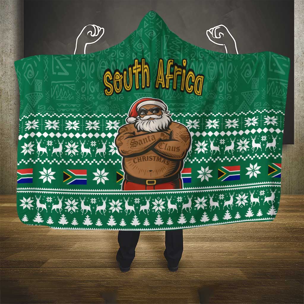 South Africa Christmas Hooded Blanket Christmas Santa Claus Tattoo - African Pride