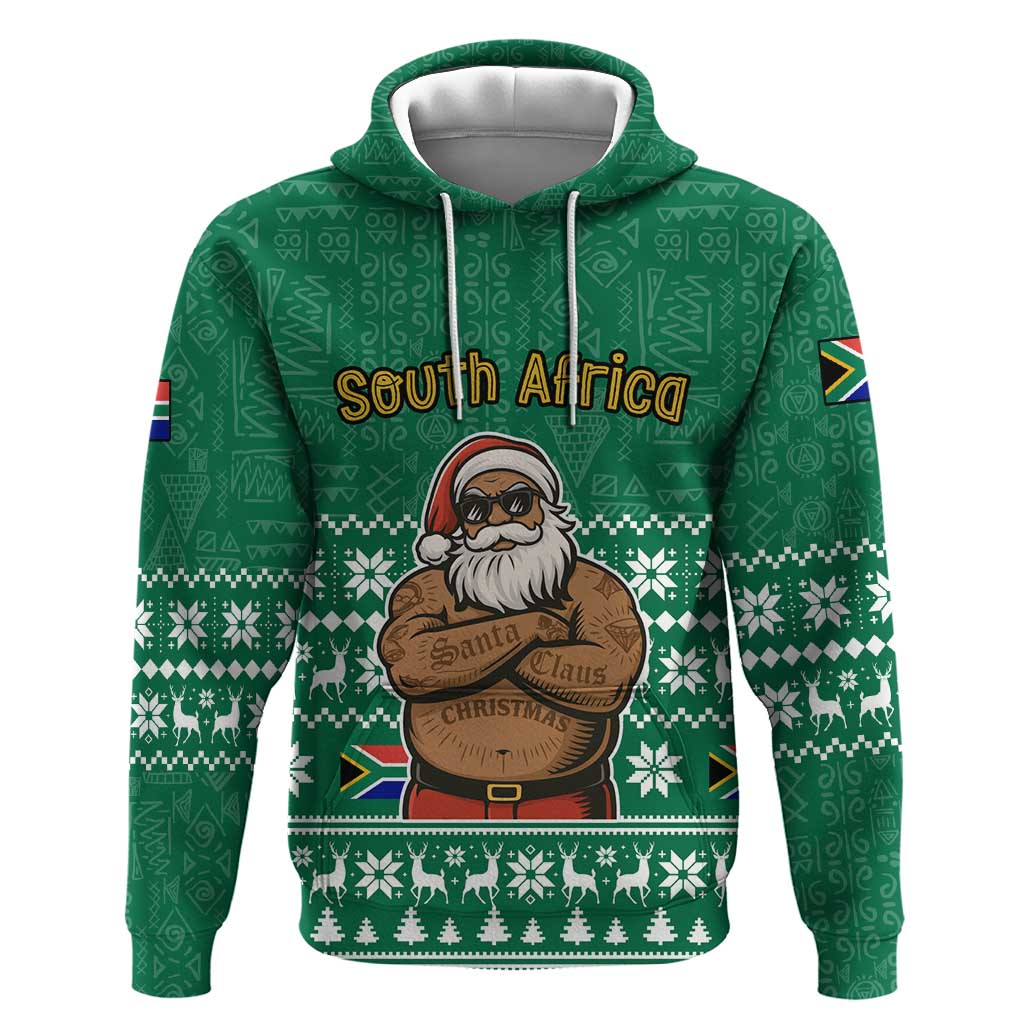 South Africa Christmas Hoodie Christmas Santa Claus Tattoo - African Pride
