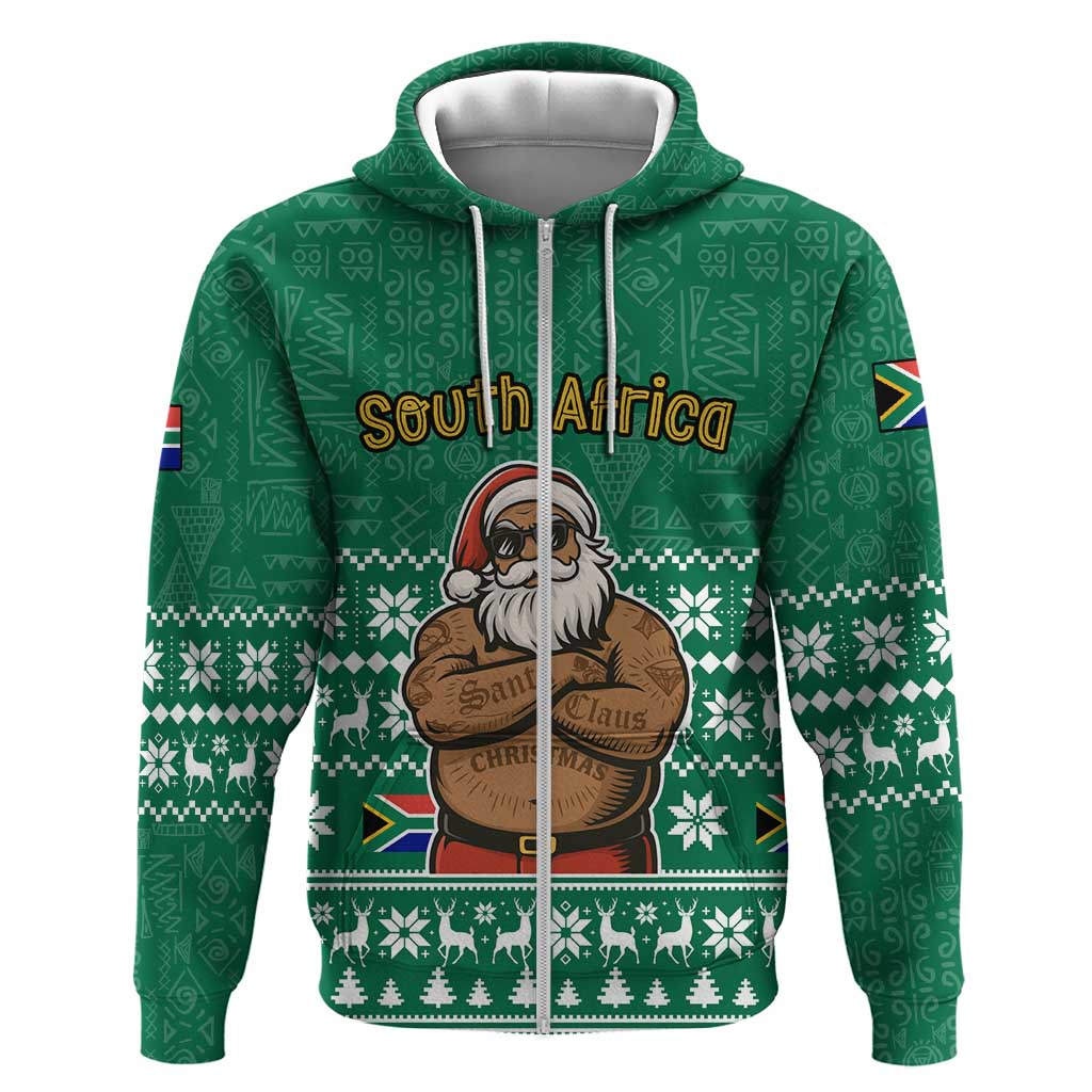 South Africa Christmas Hoodie Christmas Santa Claus Tattoo - African Pride