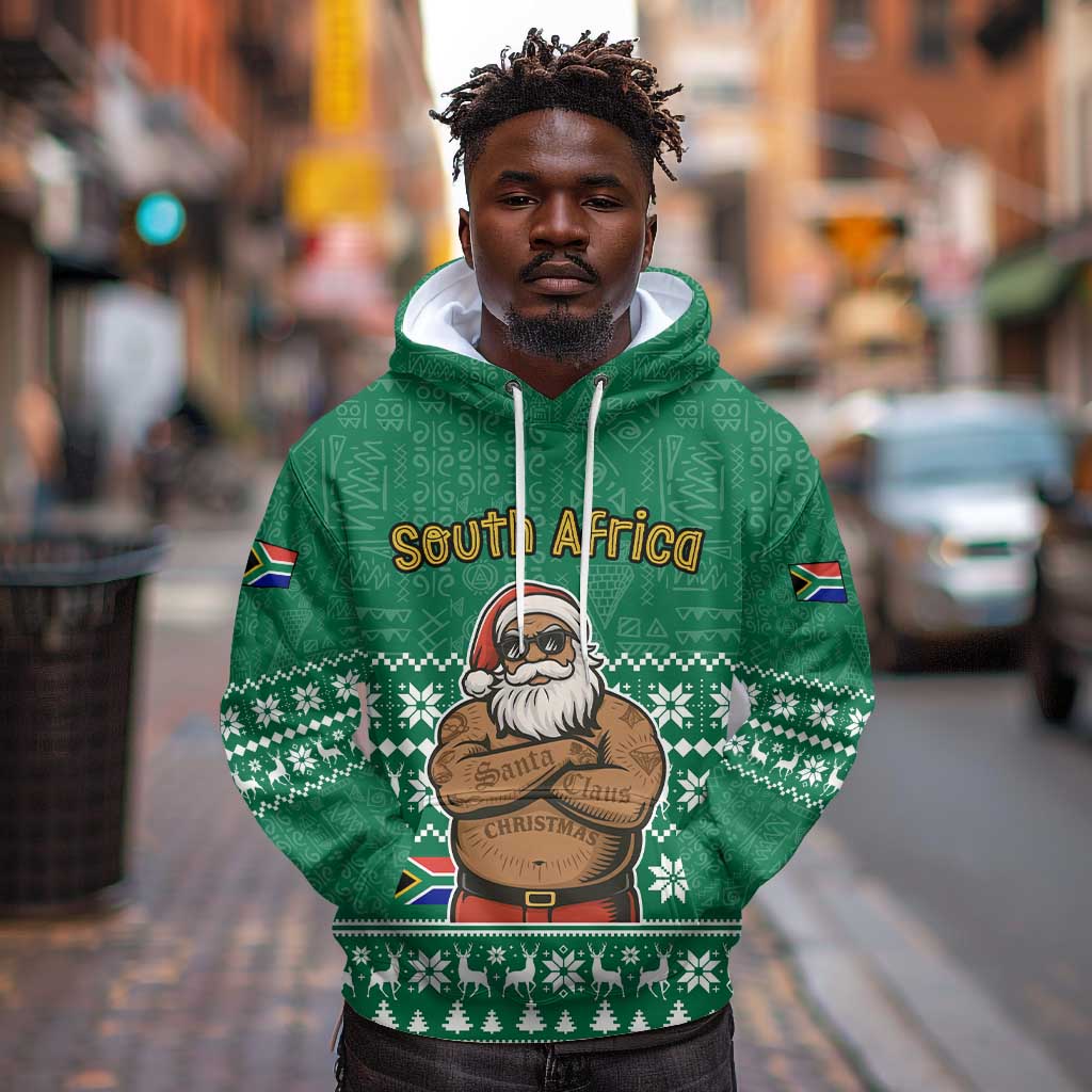 South Africa Christmas Hoodie Christmas Santa Claus Tattoo - African Pride