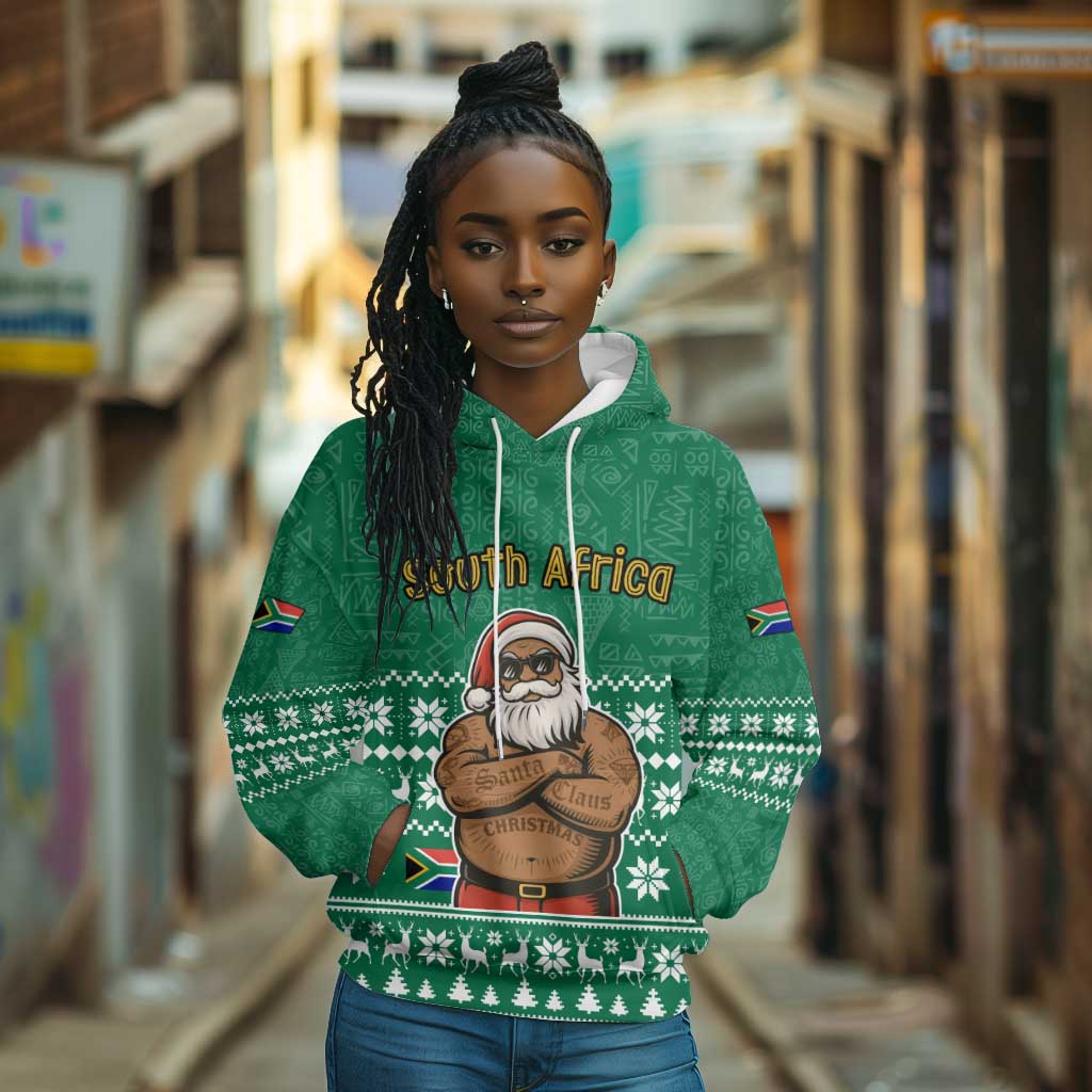 South Africa Christmas Hoodie Christmas Santa Claus Tattoo - African Pride