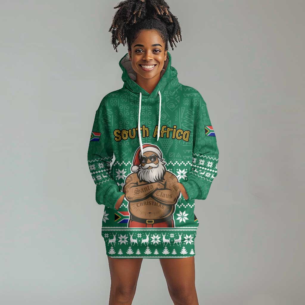 South Africa Christmas Hoodie Dress Christmas Santa Claus Tattoo - African Pride