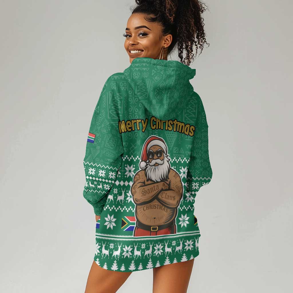 South Africa Christmas Hoodie Dress Christmas Santa Claus Tattoo - African Pride