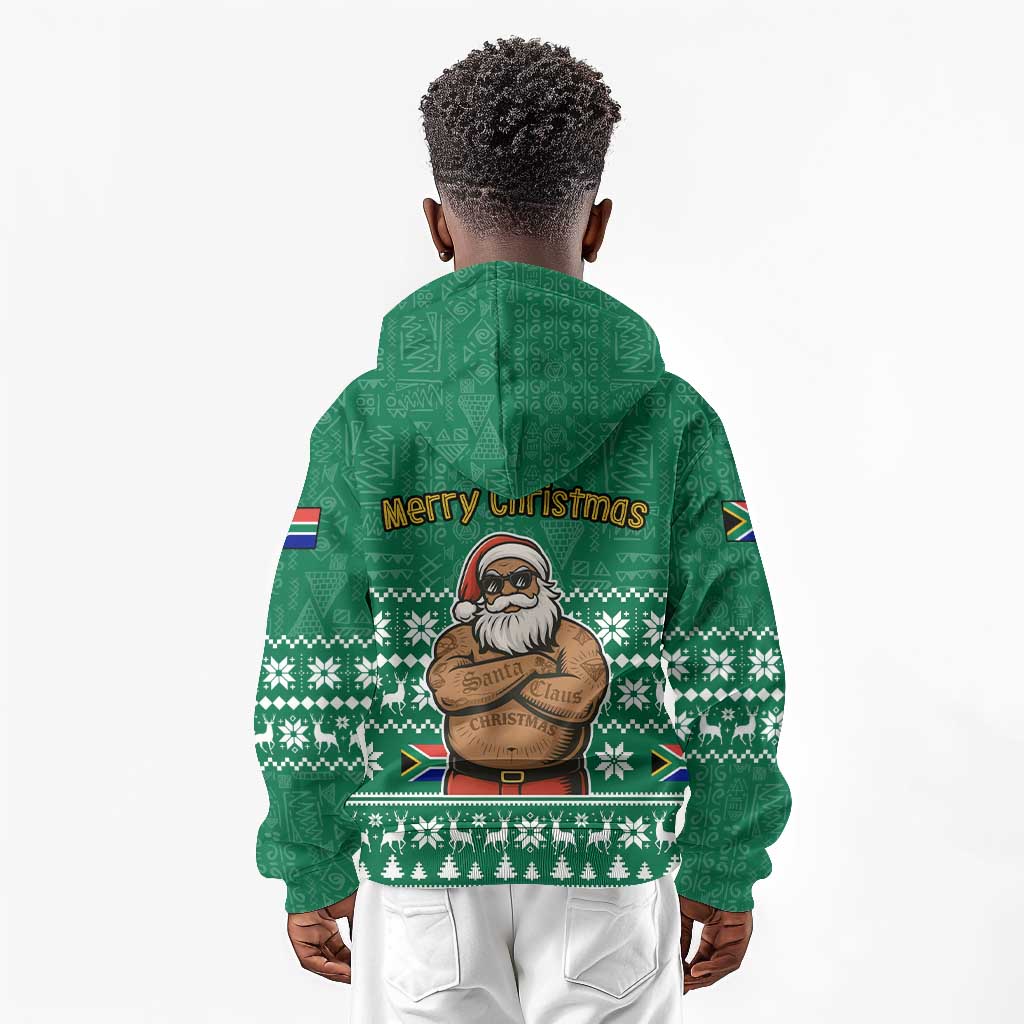 South Africa Christmas Kid Hoodie Christmas Santa Claus Tattoo - African Pride