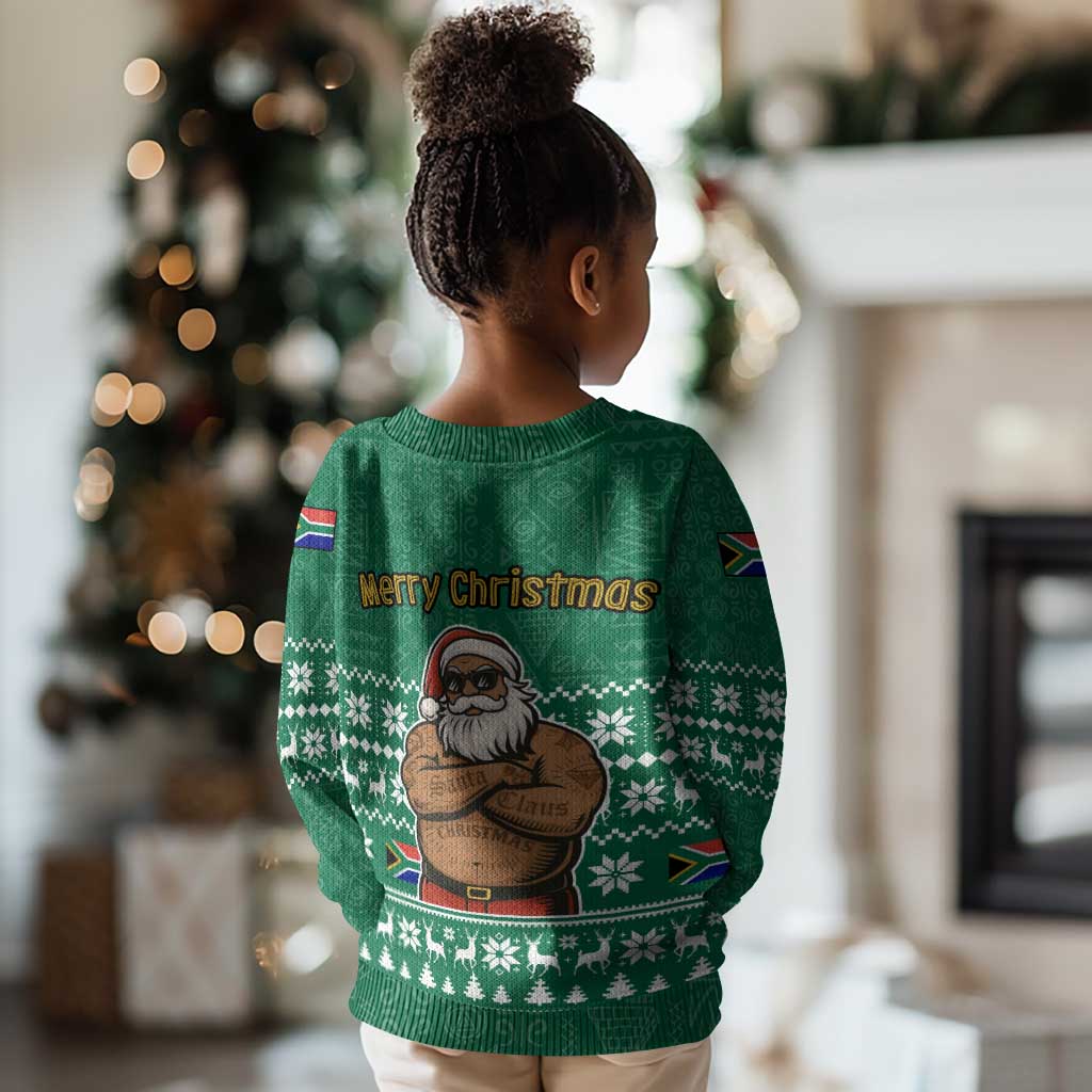 South Africa Christmas Kid Ugly Christmas Sweater Christmas Santa Claus Tattoo - African Pride
