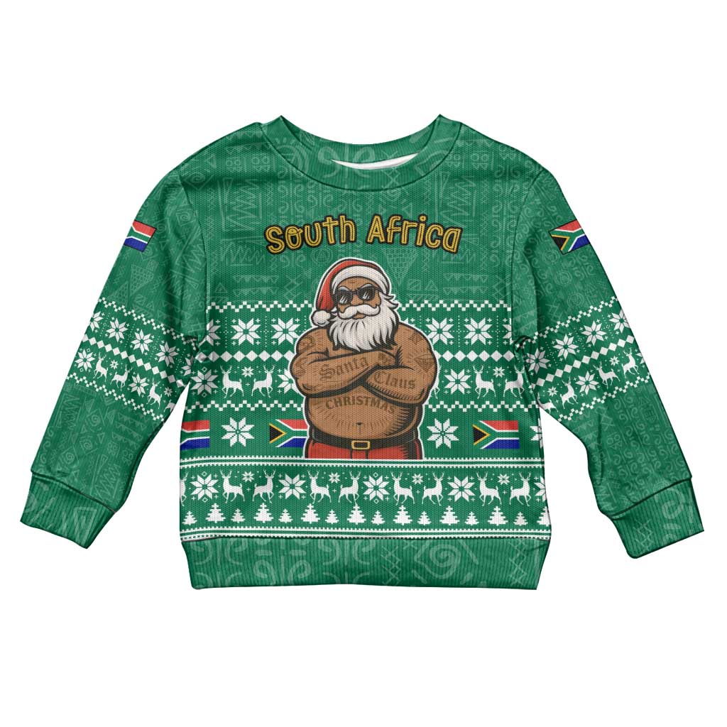 South Africa Christmas Kid Ugly Christmas Sweater Christmas Santa Claus Tattoo - African Pride