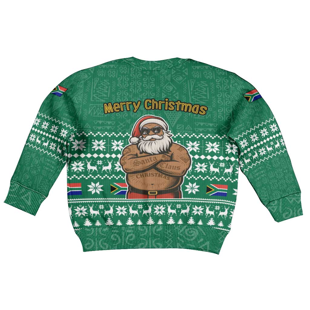 South Africa Christmas Kid Ugly Christmas Sweater Christmas Santa Claus Tattoo - African Pride