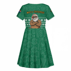 South Africa Christmas Kid Short Sleeve Dress Christmas Santa Claus Tattoo - African Pride