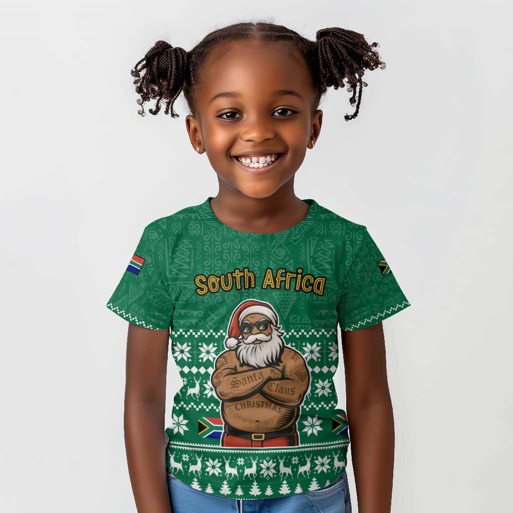 South Africa Christmas Kid T shirt Christmas Santa Claus Tattoo - African Pride