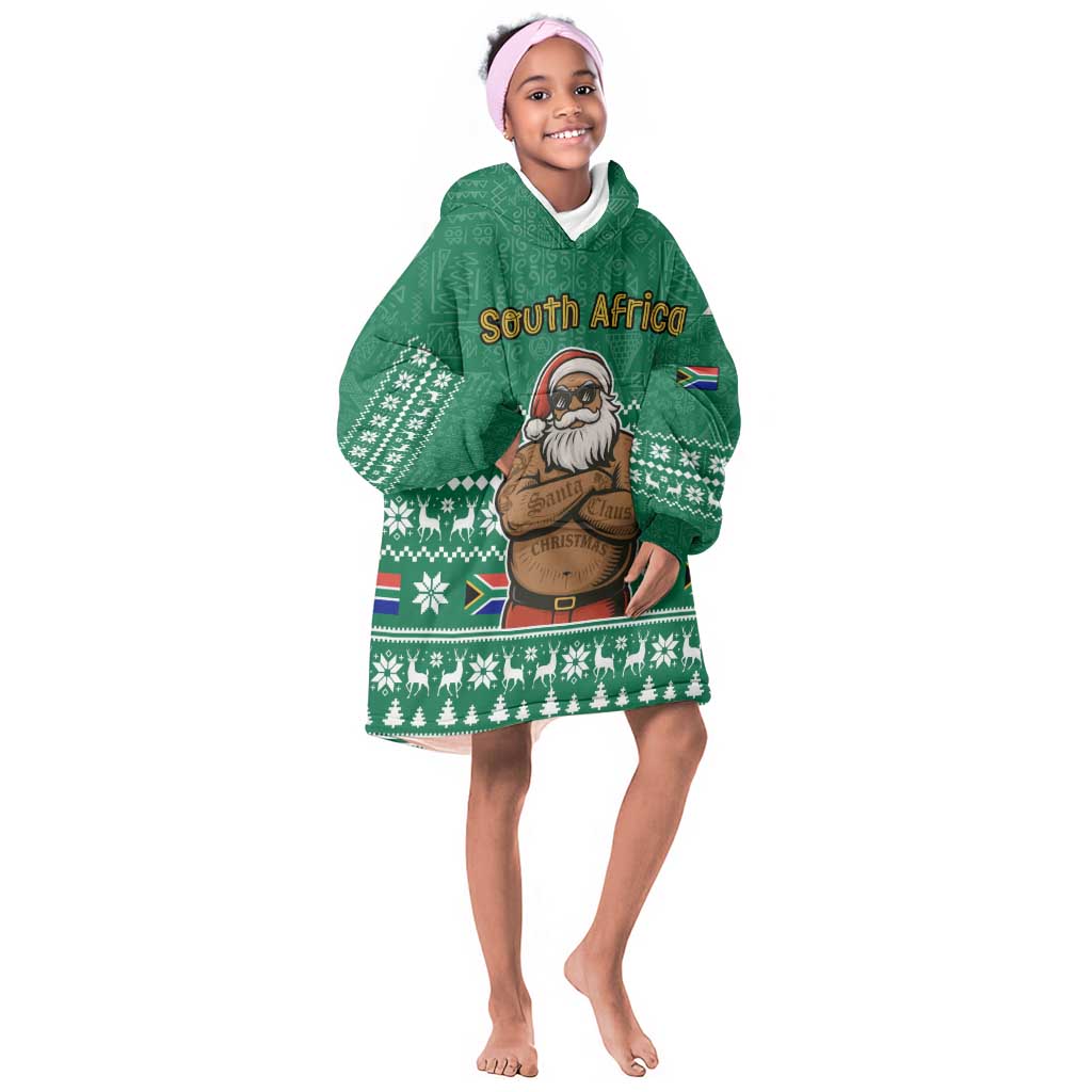 South Africa Christmas Kid Wearable Blanket Hoodie Christmas Santa Claus Tattoo - African Pride
