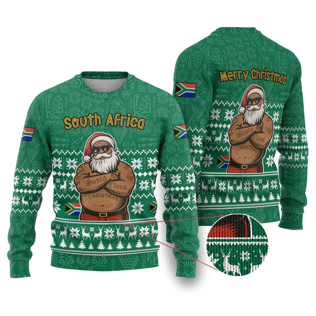 South Africa Christmas Ugly Christmas Sweater Christmas Santa Claus Tattoo - African Pride