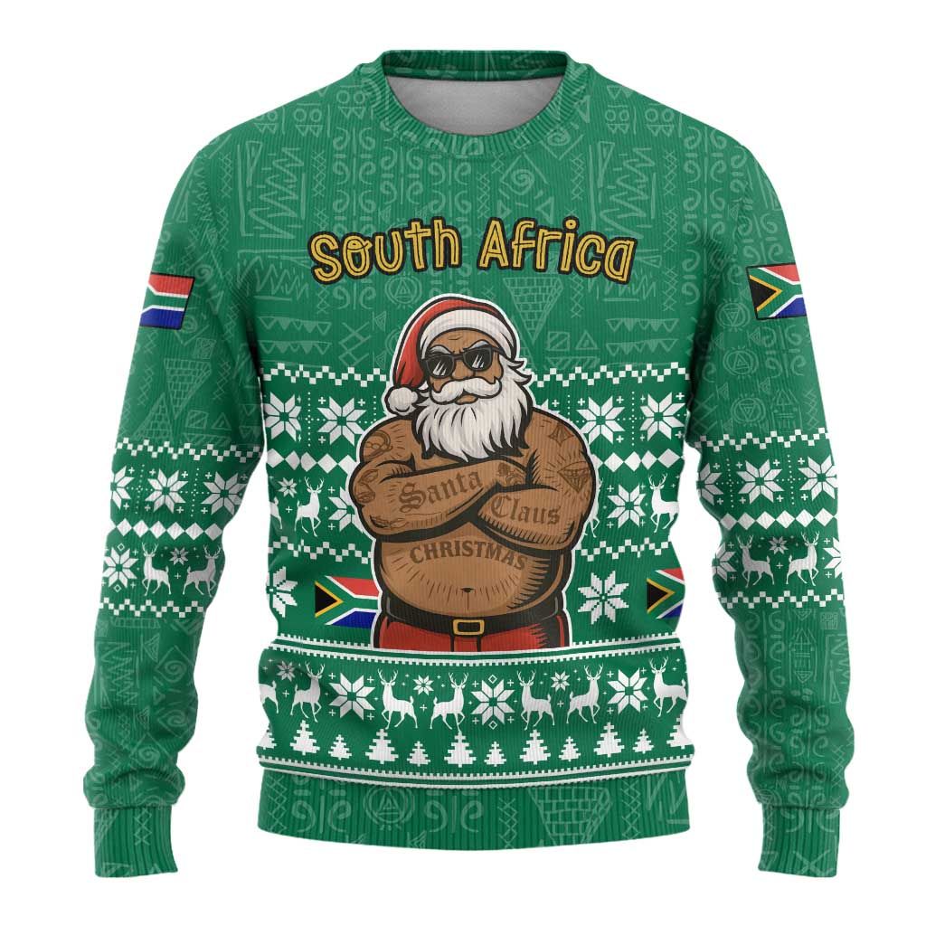South Africa Christmas Ugly Christmas Sweater Christmas Santa Claus Tattoo - African Pride
