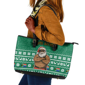South Africa Christmas Leather Tote Bag Christmas Santa Claus Tattoo - African Pride