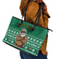 South Africa Christmas Leather Tote Bag Christmas Santa Claus Tattoo - African Pride